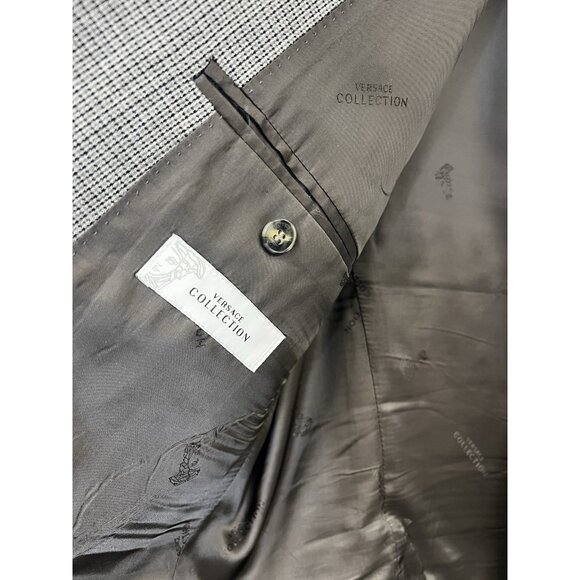 Versace Collection Wool Blazer  Sports Coat Gray houndstooth  Sz 54 - Picture 3 of 15